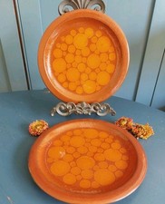 2 Melitta Holstein Kuchenteller braun orange Punkte Friesland 21,5cm Ceracron