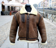 Herren Schott B3 Vintage braun leder Fliegerjacke aus Lammfell Größe 2XL (52 us)