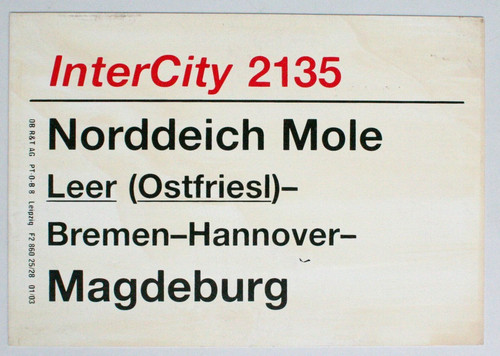 Zuglaufschild intercity ic - zuglaufschild:,