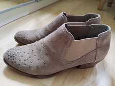 Tamaris Stiefeletten Pumps 39 Wildleder Beige Taupe Nieten Biker Boots 