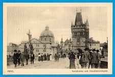 Prag / Praha (um 1910) - belebte Karlsbrücke und Kreuzherrenkloster - Böhmen 801
