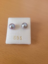 Perlenohrstecker 585 GG Tahitizuchtperlen Rund ca. 7,5 mm