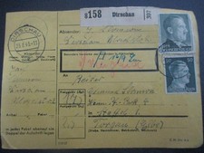 #2505 Paketkarte aus DIRSCHAU nach Torgau, Staffel 1