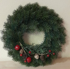 Künstlicher Tannenkranz, Adventskranz 28 cm incl. Deko