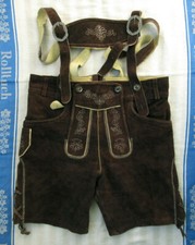 BESTICKTE BRAUNE LEDERHOSE - KRACHLEDERNE - BAVARIA - BW 44 - 47 cm - GR. 50