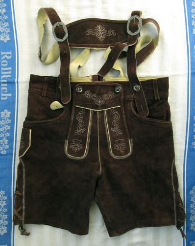 Bestickte braune lederhose - bestickte,