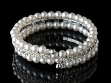 Armband Armreif Strassarmreif  Perlen Strass Brautschmuck Hochzeit Braut Party 