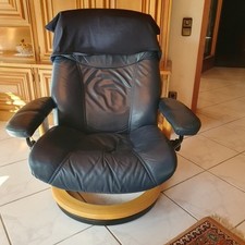 Original Stressless Ekornes - Relaxsessel - aus blauem Leder - gebraucht.