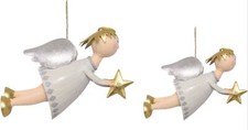 dekorativer fliegender Deko Engel aus Metall mit goldenem Sternchen 