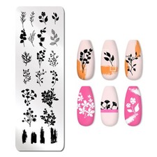 Stamping Schablone Stempel Platte Zweige Blätter Nails Nageldesign Fingernagel