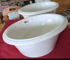 2 Nostalgie Aufsatzwaschbecken oval weiß 