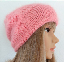 Hand knitted Fluffy Angora hat, Knitted Wool Hat, Beanie Hat, Knitted Fluffy Hat