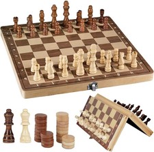 39cm Schachspiel Magnetisch,Schachbrett Holz Hochwertig,3 in 1 Schachspiel