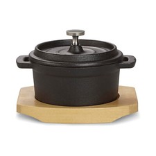 Echtwerk Kochtopf Gusseisen Mini-Kochtopf mit Servierbrett 200ml