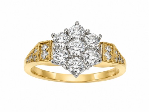 18k gelbgold diamant cluster - gelbgold,