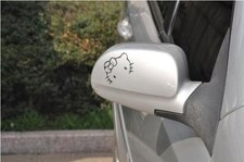 2 x Hello Kitty Auto Rückspiegel Aufkleber Sticker Chrom 