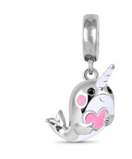 Charm Anhänger  925 Silber für alle gängigen Gliederarmbänder  Wal mit Stoßzahn