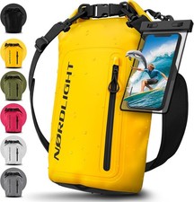Nordlight Gelb, 20 Liter wasserdichte Tasche mit Handyhülle + Roll-Top, Schulter