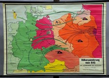 Geschichte Wandbild Vintage Karte der Migration nach 1945 2. WW Rollbare Wandtafel