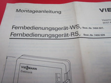 Viessmann ,Montageanleitung -Fernbedienungsgerät WS + RS, Nr. 7450027+7450028