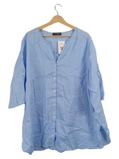 Doris Streich Damen Bluse Leinen Blau 3/4-Arm Gr. 52 3XL Casual