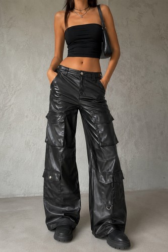 Bershka damen fake leder cargo - damen,