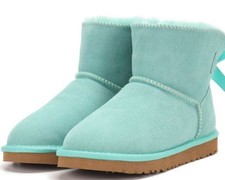 Lammfell Boots Wildleder Stiefel naturgewachsen durchgefärbt Türkis Gr 35-41