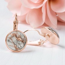 Ohrringe Hängend Ohrhänger Hängeohrringe roségold Marmor Schmuck Damen Edelstahl