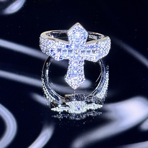 Iced out kreuz ring moissanit - out,