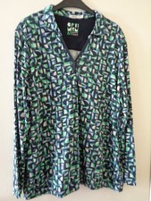 Cecil Shirt Gr. XXL Muster Blau Grün Weiß Gummibund Viskose-Baumwollmischung