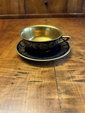 Moccatasse mit Untertasse Manufaktur Hutchenreuther Porzellan Kobaltblau/ Gold