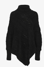 Cream poncho cape schwarz - poncho,,