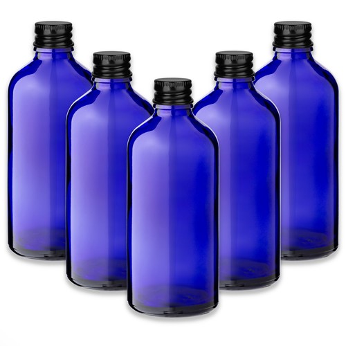 Blaue glasflasche 100 ml - 5x,