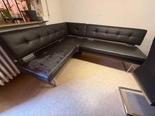 Dieter Knoll Eckbank mit 3 Schwingstühlen Limone Lederlook