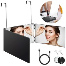 3 Wege Trifold Spiegel 360 ° LED Dreifach Klappbarer Spiegel Höhenverstellbaren