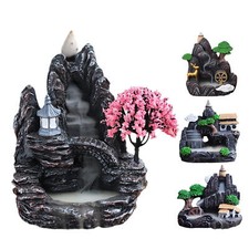 Backflow Incense Burner Holder Deer Mountain Waterfall & Free Incense Cones Gift
