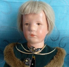 alte Käthe Kruse Puppe Stoffkopf Hinterkopfnaht lang ca. 49 cm um 1940/50