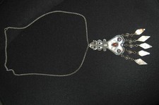 Nordafrika Berberschmuck Silber Kette, Alter Berberschmuck, mit Bernstein, 70972