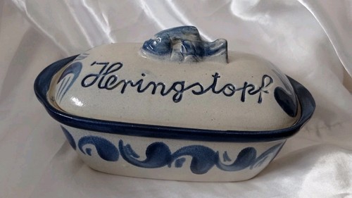 Antiker heringstopf blau grau - heringstopf,