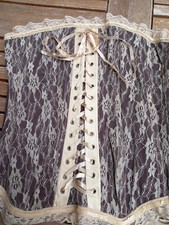 sexy Corsage Korsett in braun mit Spitze in beige Gr S/M -NEU-