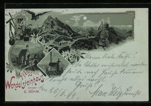 Lithographie wendelsteinhaus - lithographie,