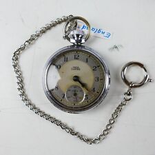 Smiths Empire Taschenuhr mechanisch + Kette läuft Weißmetall W-3529