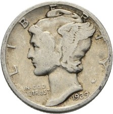 USA Liberty One Dime 1939