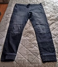 Herren Schlupfhose Jeans Dehnbund Kordelschnürung Gerade Schwarz Gr. 54