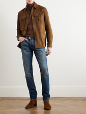 Herren Braun Wildleder Hemd