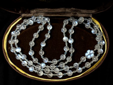 lange Kette natürlicher Mondstein Aquamarin Bergkristall Art Deco Stil 