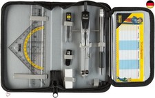 Idena 20066 - Zirkel im Etui, 11-teilig, mit Geodreieck, Lineal, Ersatzminen
