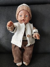 Babyborngarnitur, Pulli, Fellweste,Cordhose,Socken, gestrickt/genäht, Handarbeit