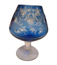 DDR Cognacschwenker Römer blau handgeschliffen Bleikristall 