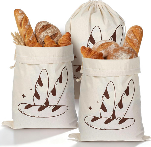 Leinen brotbeutel 3er set mit - brotbeutel,